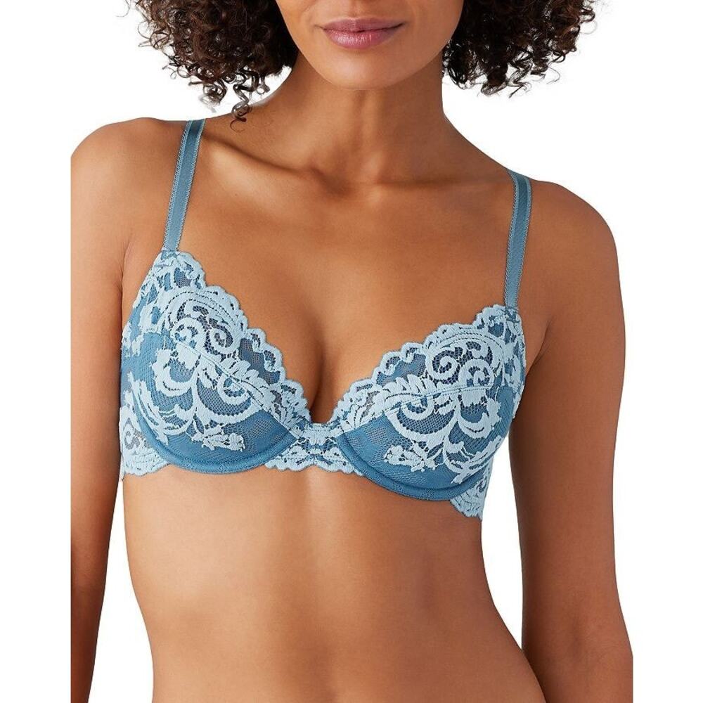 Wacoal 851322 Instant Icon underwire bra 36D Provincial blue lacey sexy